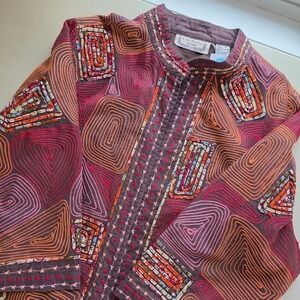 Life Style Woman Embroidered Jacket‎ 1X Bohemian Hippie Colorful Open Front